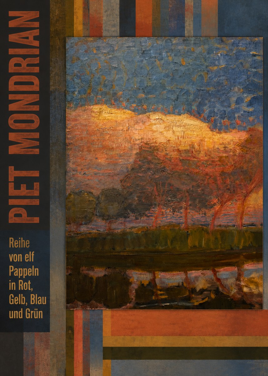 Piet Mondrian Reihe Von Elf Pappeln in Rot, Gelb, Blau Und Grün No3 - Plakat