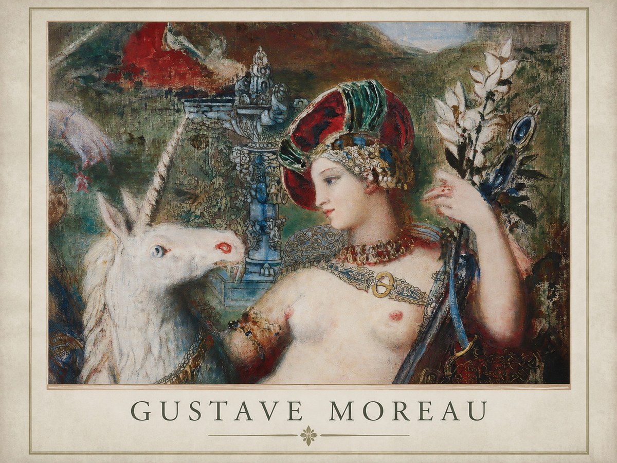 Gustave Moreau The Unicorns I No1 - Plakat