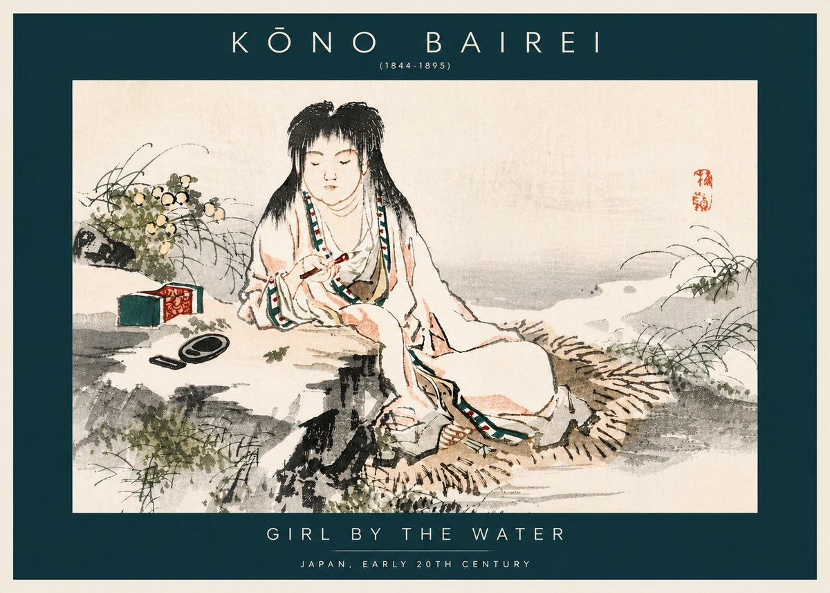 Kōno Bairei Girl by the Water No6 - Plakat