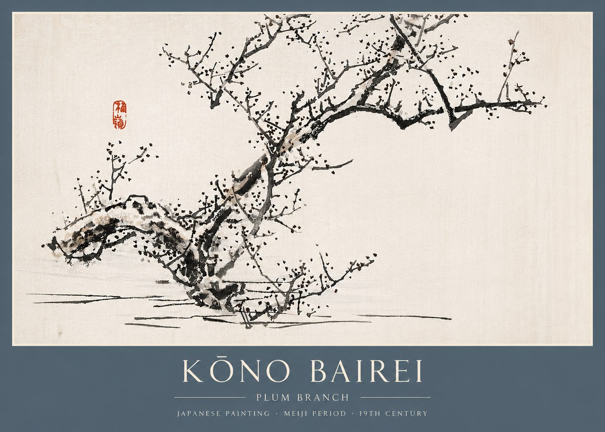 Kōno Bairei Plum Branch No3 - Plakat
