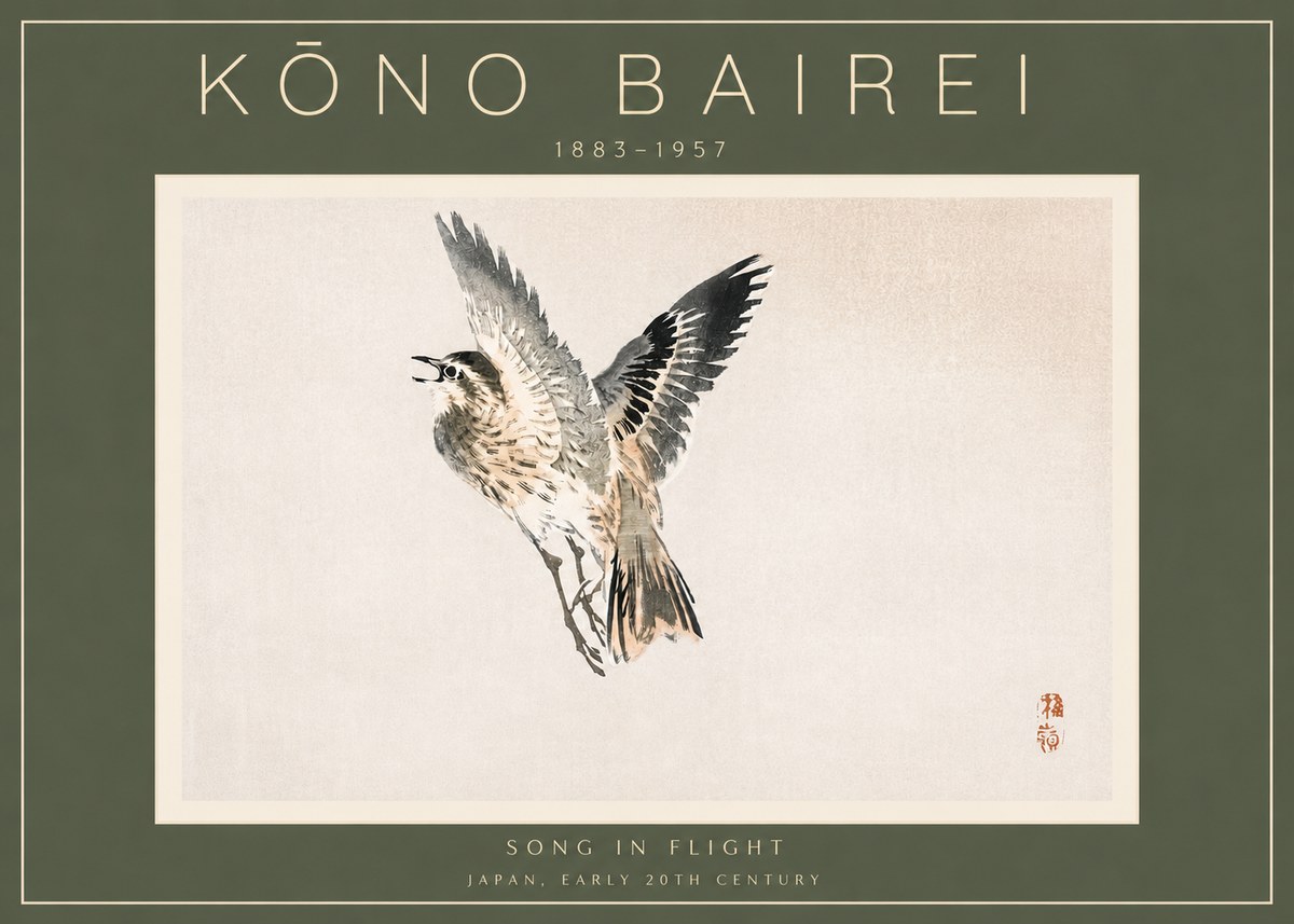 Kōno Bairei Song in Flight No2 - Plakat