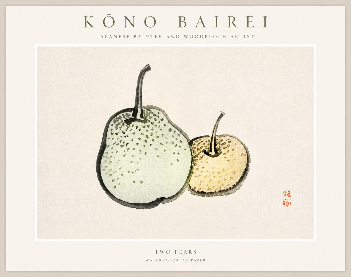 Kōno Bairei Two Pears No1 - Plakat