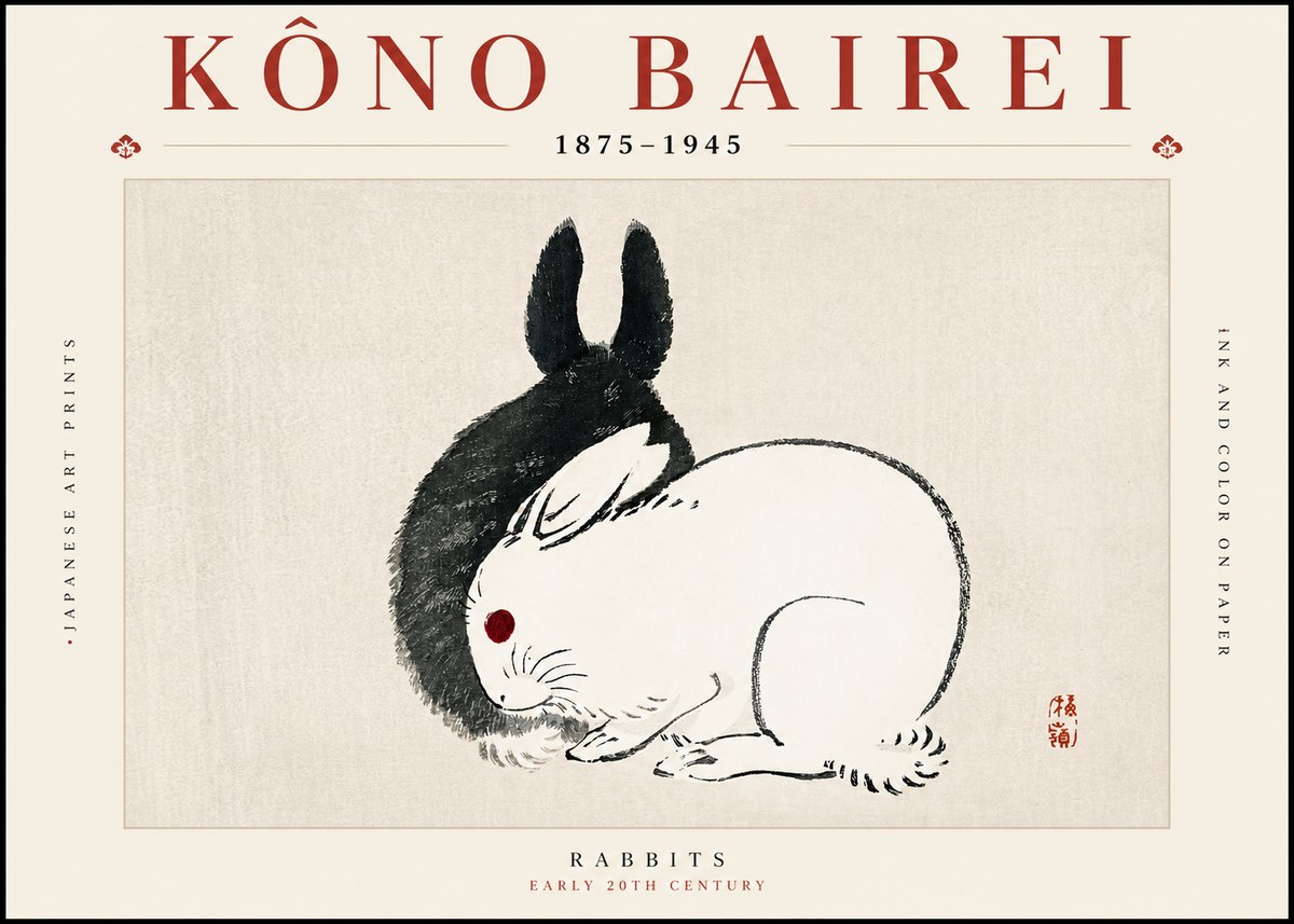Kōno Bairei Rabbits No2 - Plakat