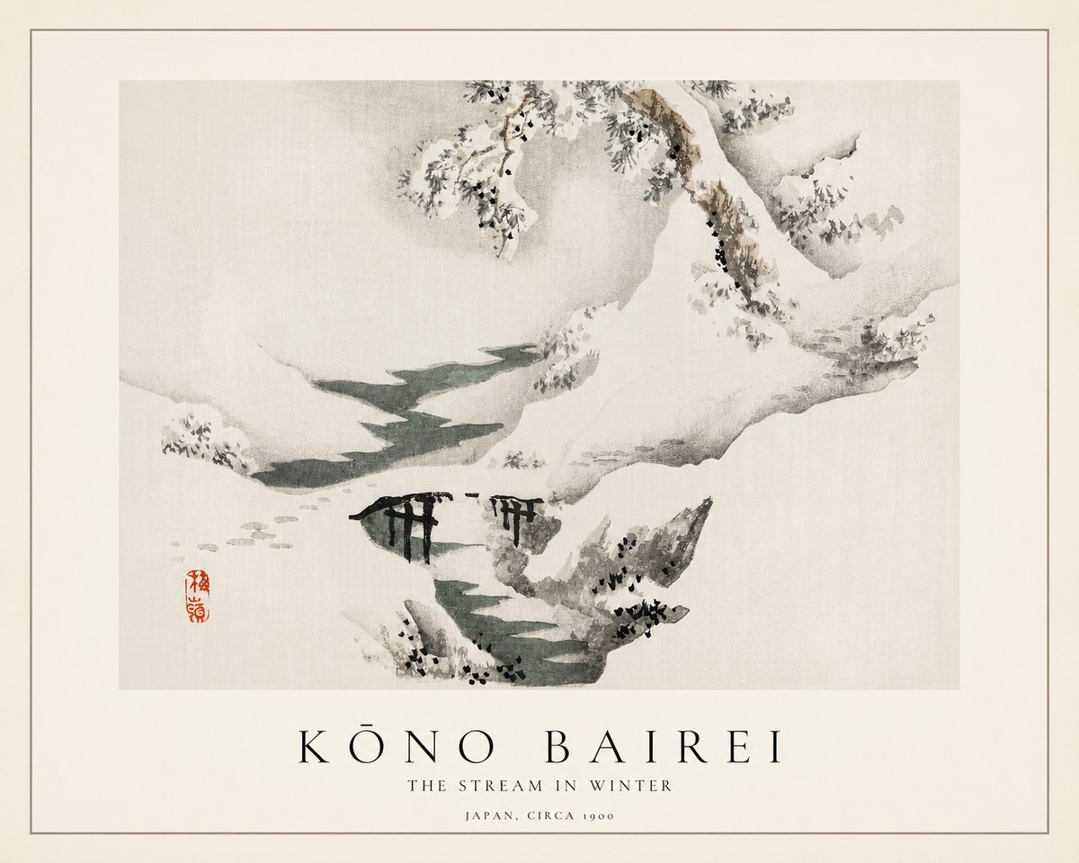 Kōno Bairei The Stream in Winter No1 - Plakat