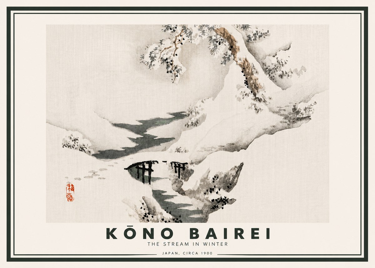 Kōno Bairei The Stream in Winter No4 - Plakat