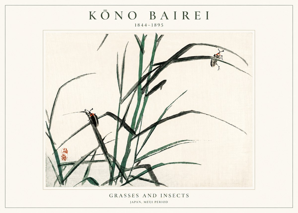 Kōno Bairei Grasses and Insects No1 - Plakat