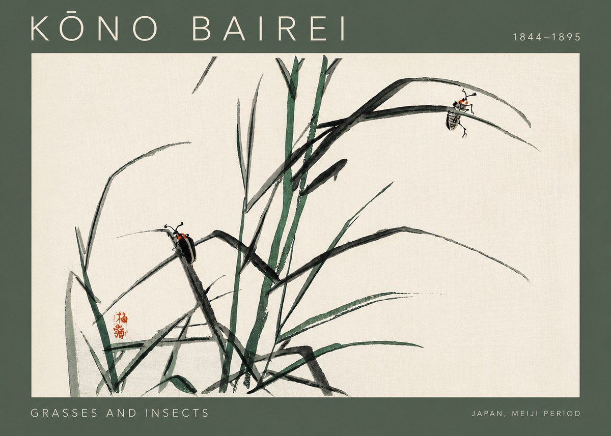 Kōno Bairei Grasses and Insects No4 - Plakat
