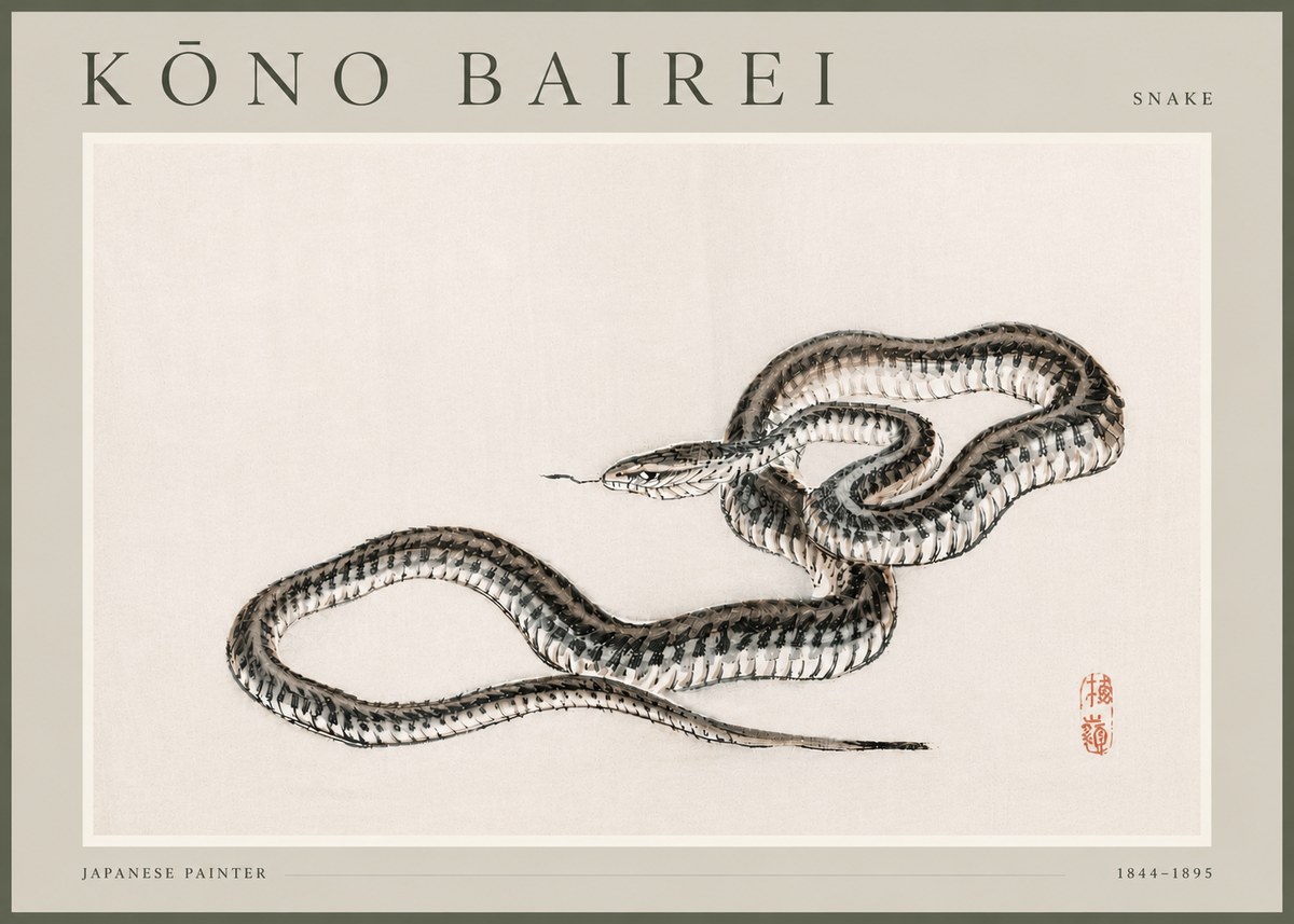 Kōno Bairei Snake No4 - Plakat