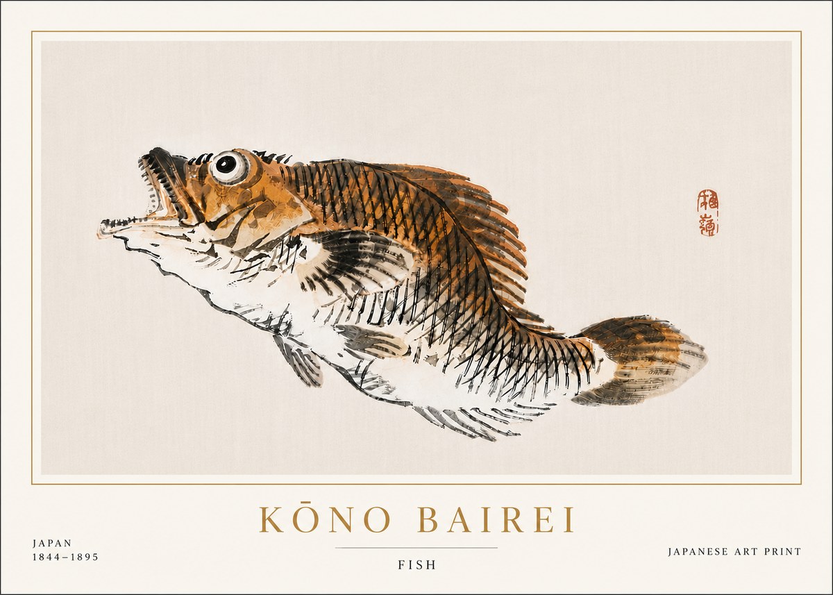 Kōno Bairei Fish II No6 - Plakat