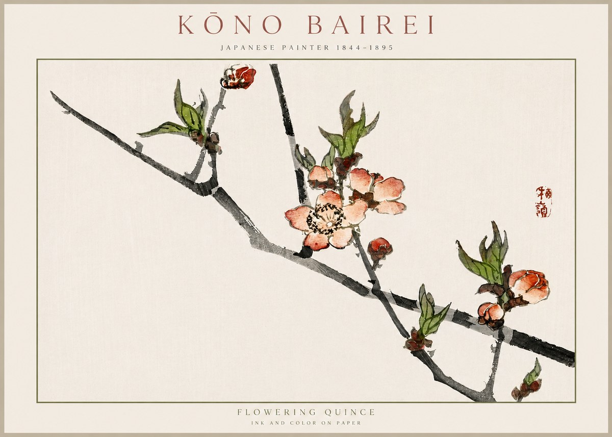Kōno Bairei Flowering Quince No2 - Plakat