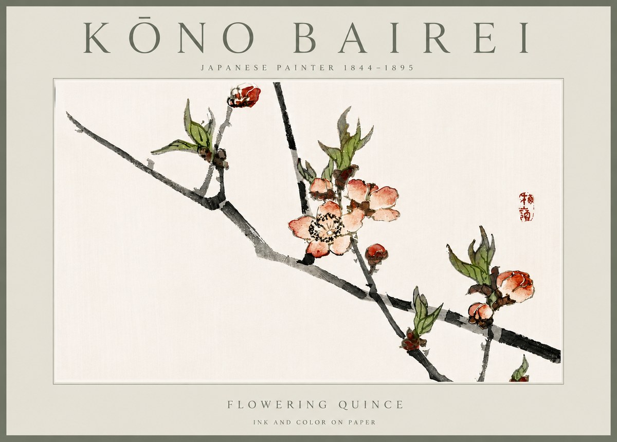 Kōno Bairei Flowering Quince No6 - Plakat