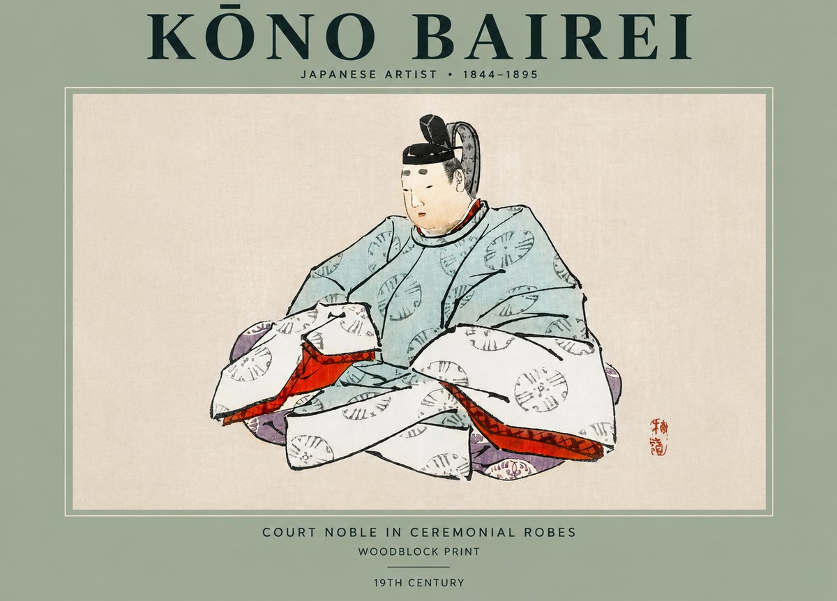 Kōno Bairei Court Noble in Ceremonial Robes No2 - Plakat