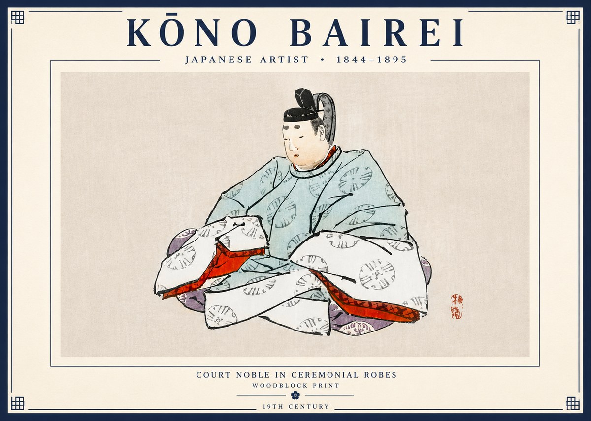 Kōno Bairei Court Noble in Ceremonial Robes No3 - Plakat