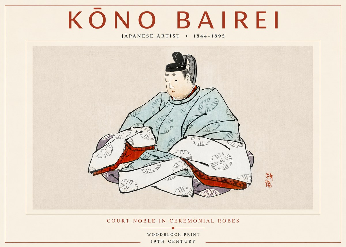 Kōno Bairei Court Noble in Ceremonial Robes No4 - Plakat