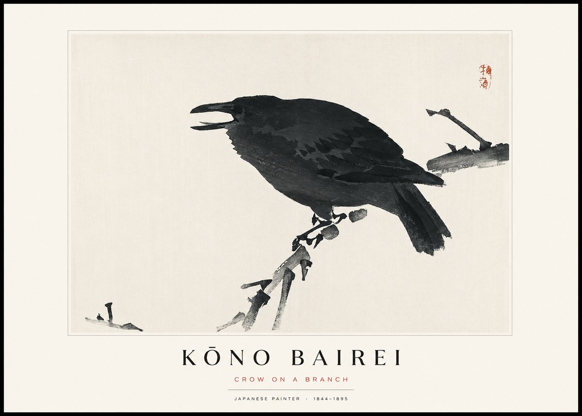 Kōno Bairei Crow on a Branch No1 - Plakat