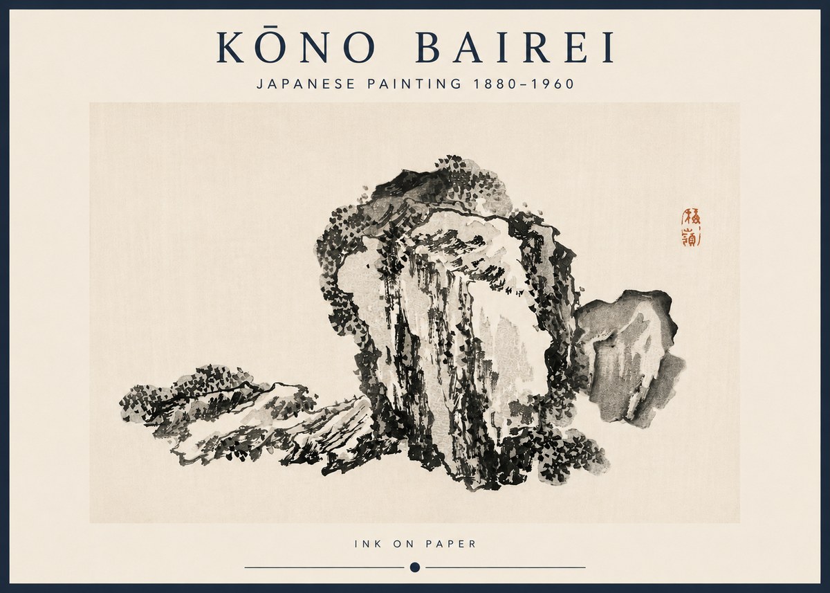 Kōno Bairei Rock Formation No3 - Plakat