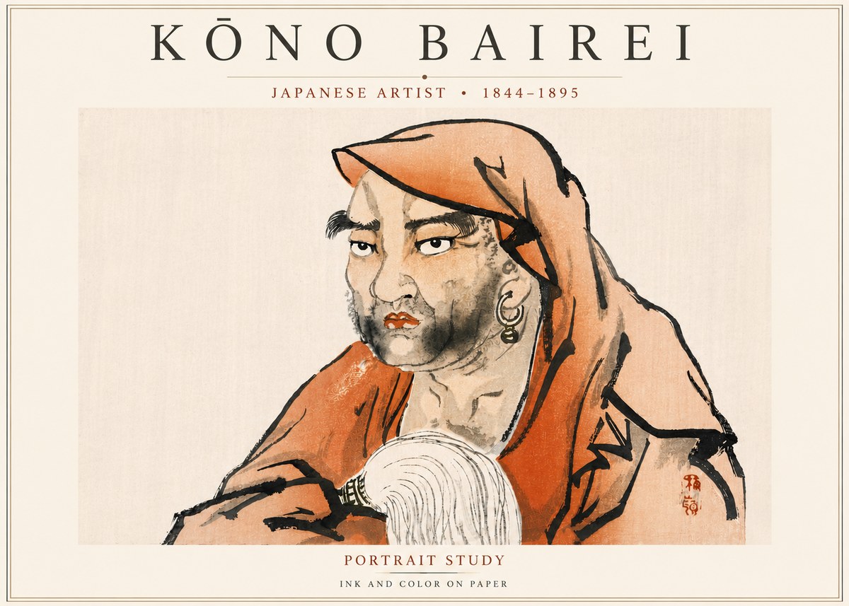 Kōno Bairei Portrait Study No3 - Plakat