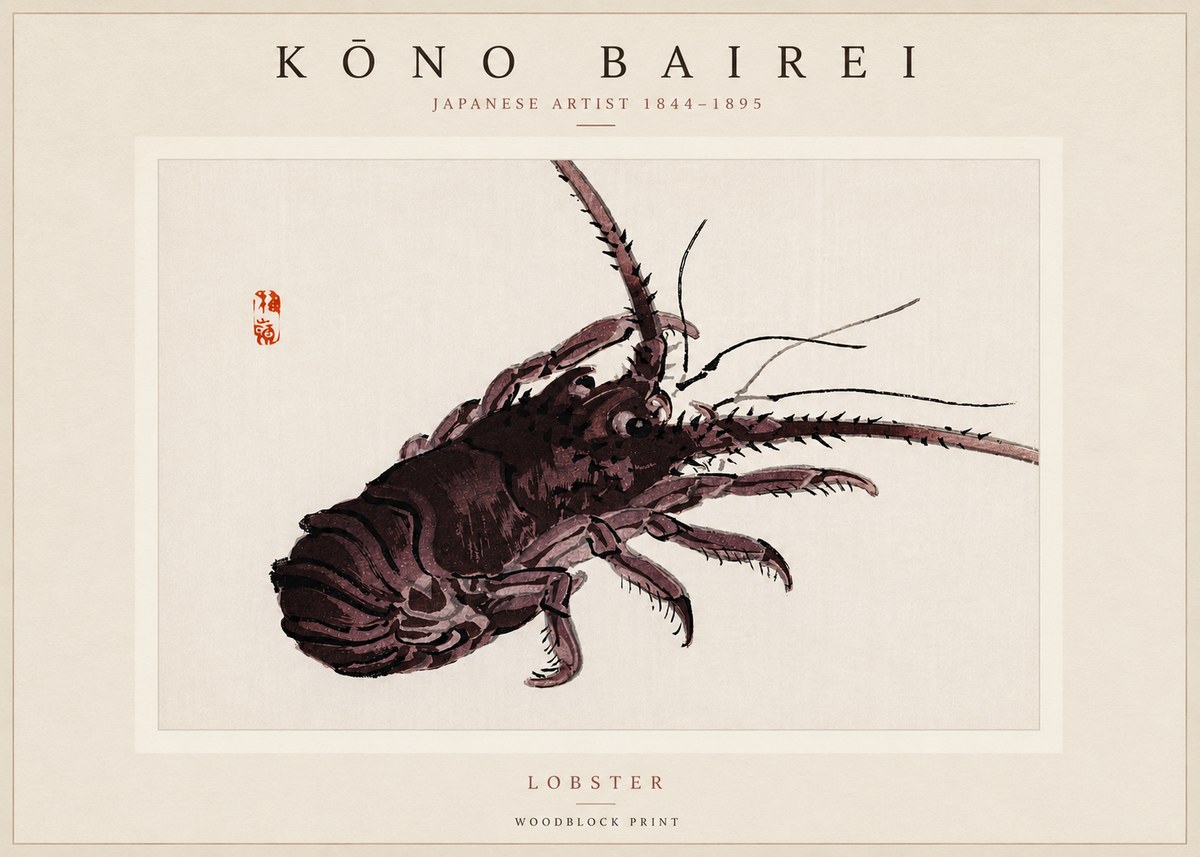 Kōno Bairei Lobster No3 - Plakat
