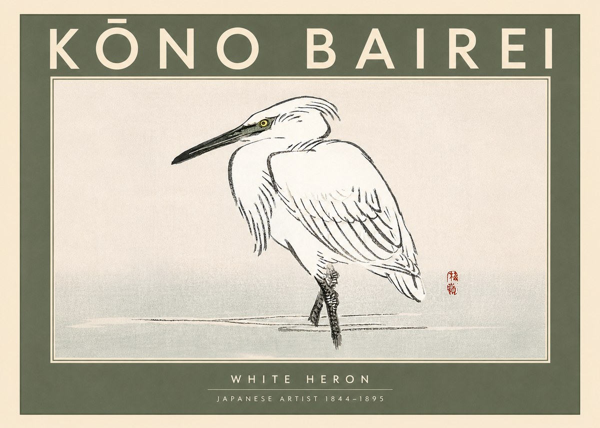 Kōno Bairei White Heron No3 - Plakat