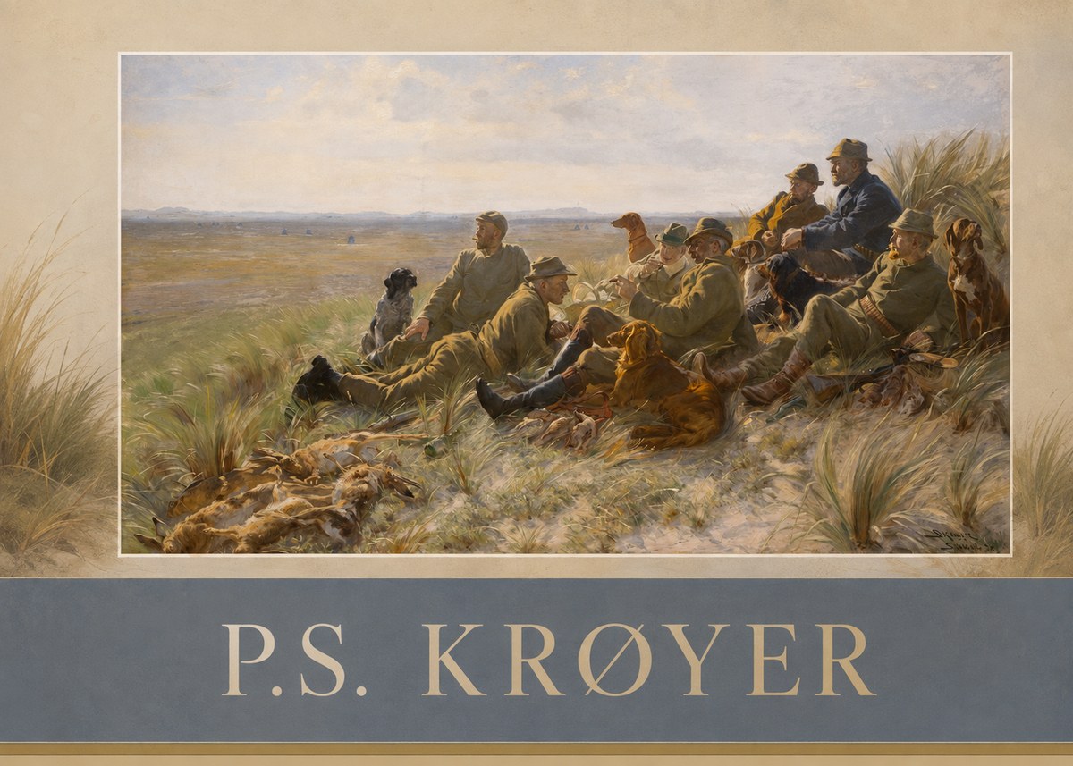 P.S. Krøyer Hare-hunting in the Dunes No2 - Plakat