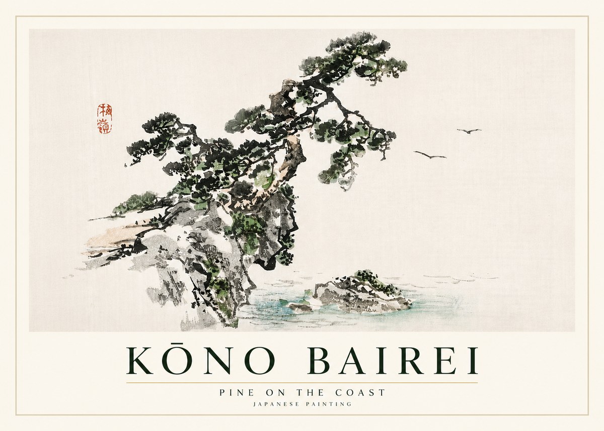 Kōno Bairei Pine on the Coast No2 - Plakat