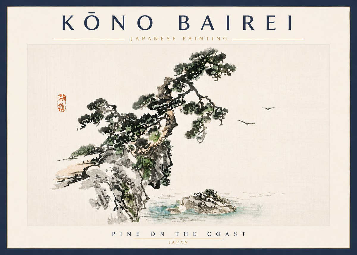 Kōno Bairei Pine on the Coast No5 - Plakat
