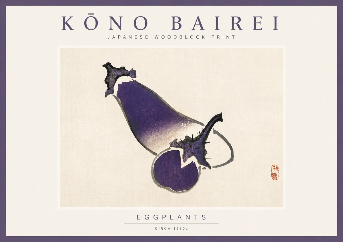 Kōno Bairei Eggplants No2 - Plakat