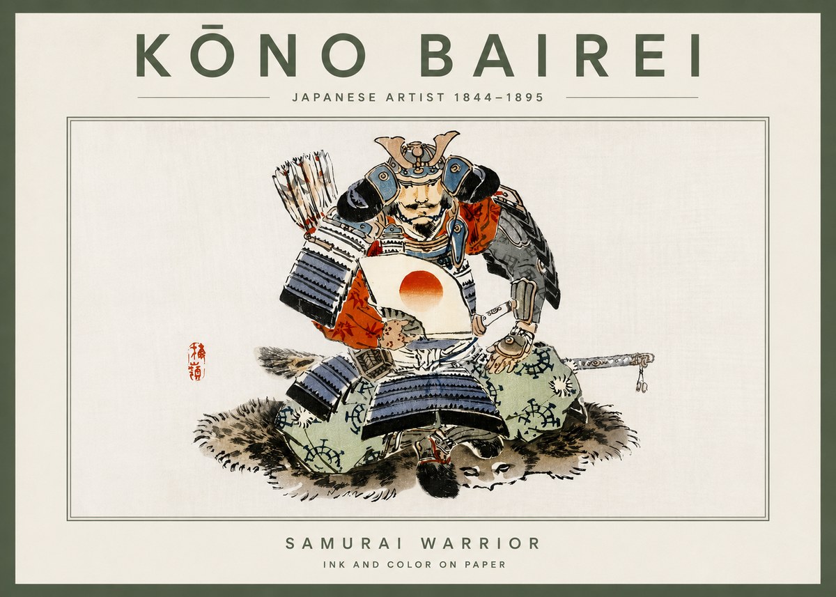 Kōno Bairei Samurai Warrior No4 - Plakat