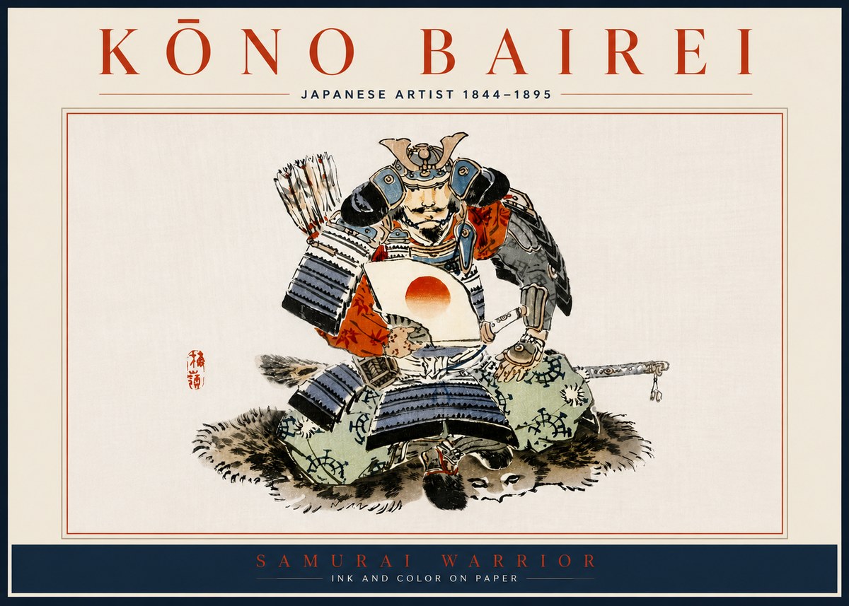 Kōno Bairei Samurai Warrior No5 - Plakat