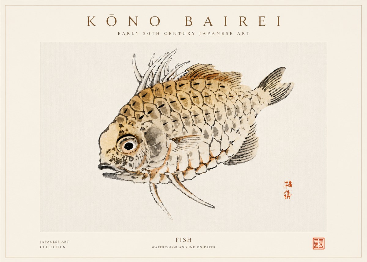 Kōno Bairei Fish III No5 - Plakat