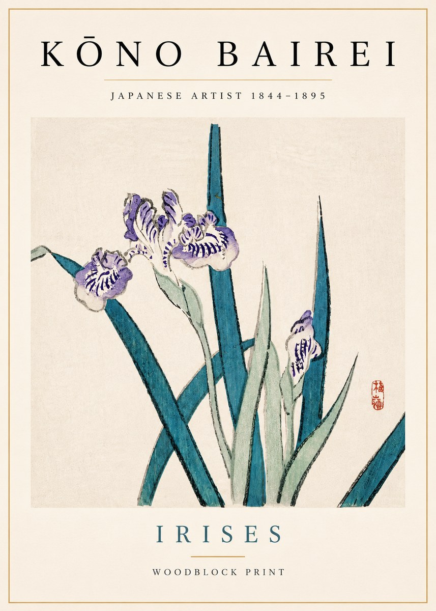 Kōno Bairei Irises No4 - Plakat