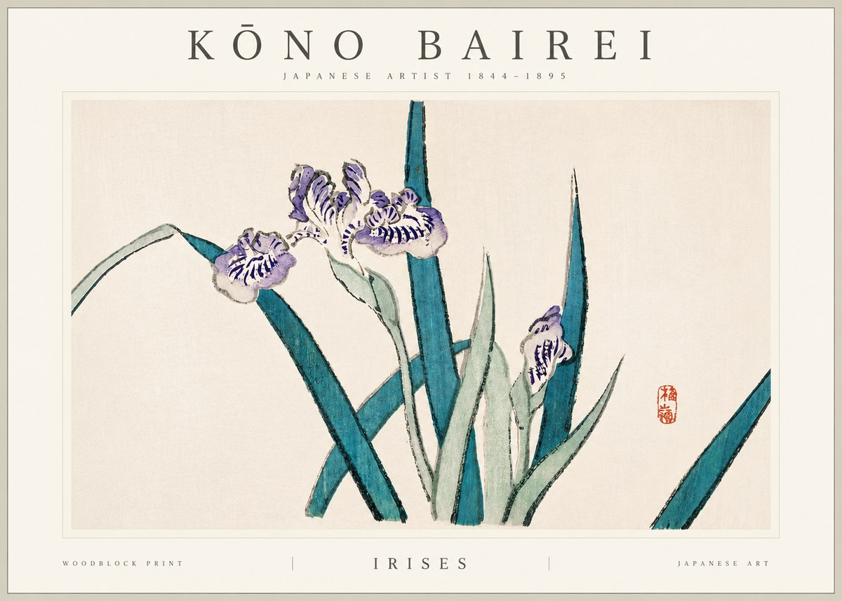 Kōno Bairei Irises No6 - Plakat