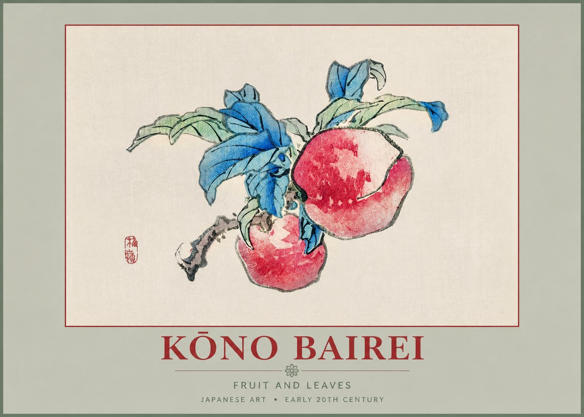 Kōno Bairei Fruit and Leaves No2 - Plakat