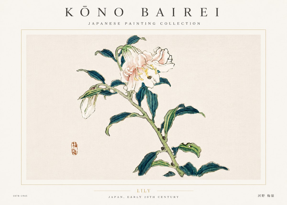 Kōno Bairei Lily No6 - Plakat