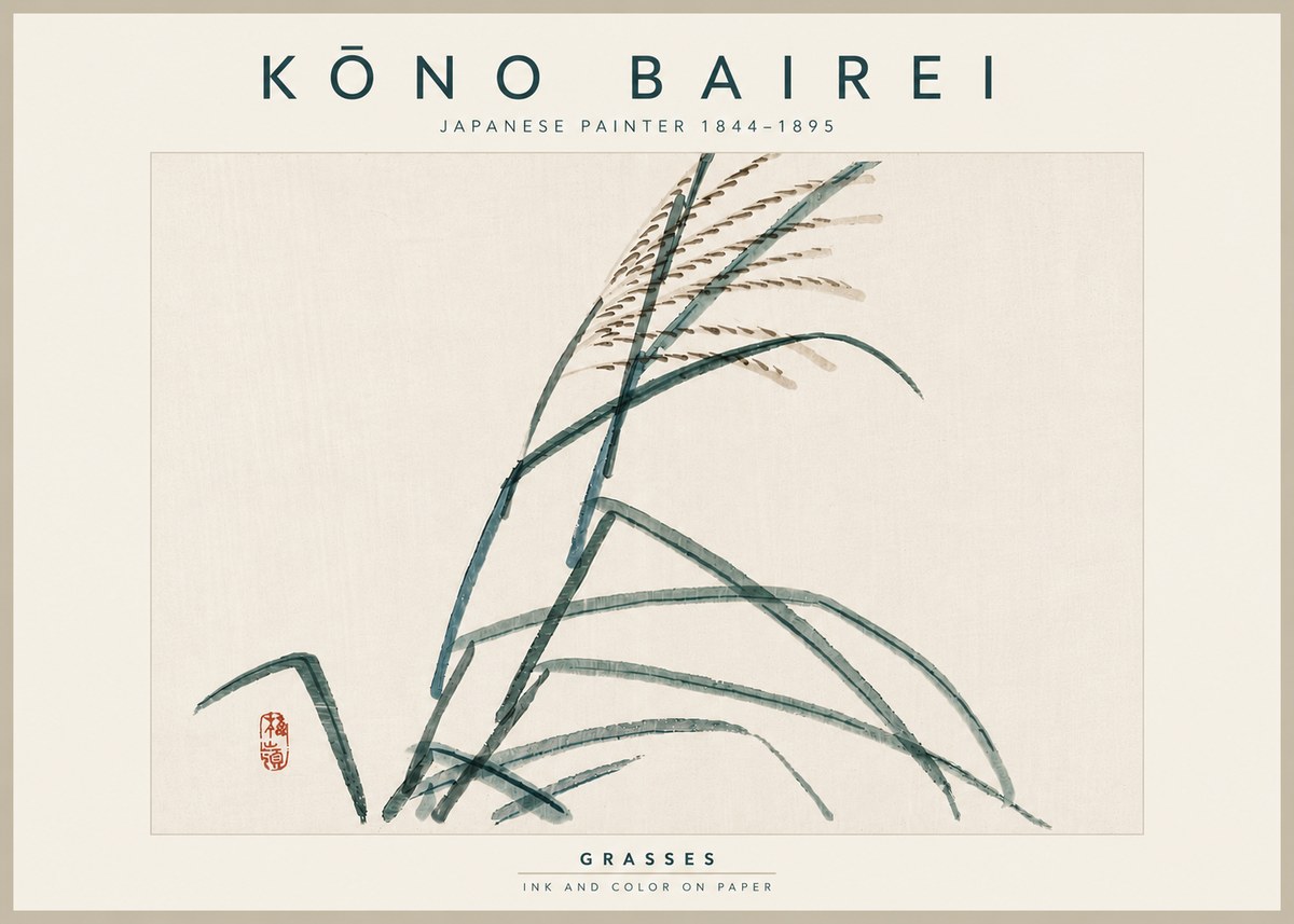 Kōno Bairei Grasses No5 - Plakat