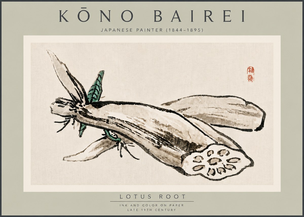 Kōno Bairei Lotus Root No5 - Plakat