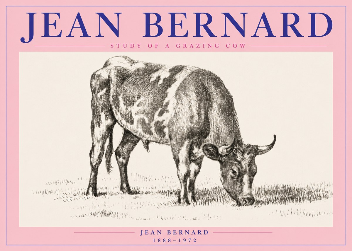 Jean Bernard Grazing Cow I No4 - Plakat