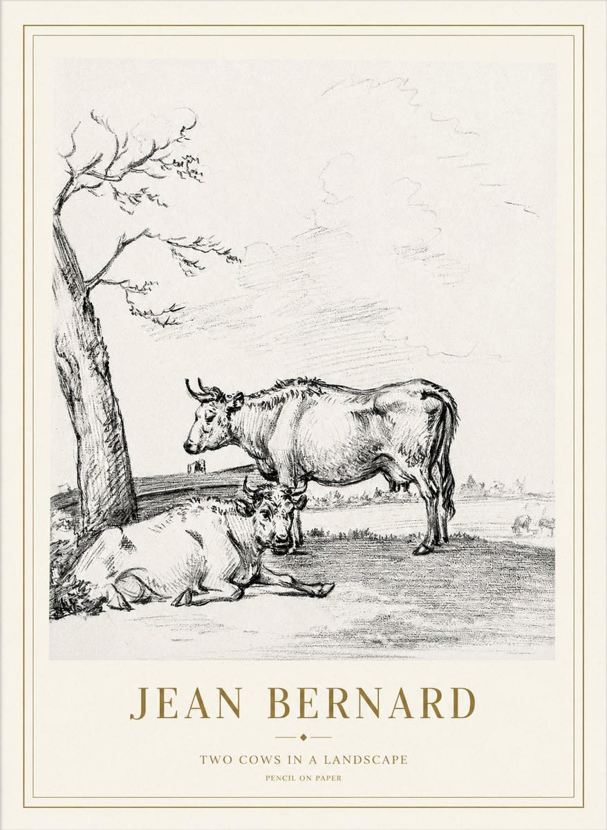 Jean Bernard Two Cows in a Landscape No1 - Plakat