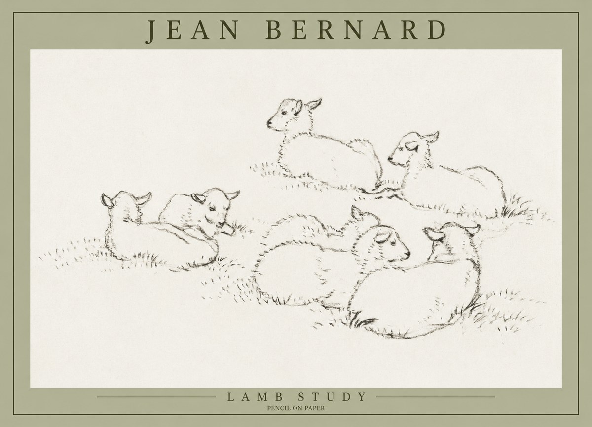 Jean Bernard Study of Lambs No3 - Plakat