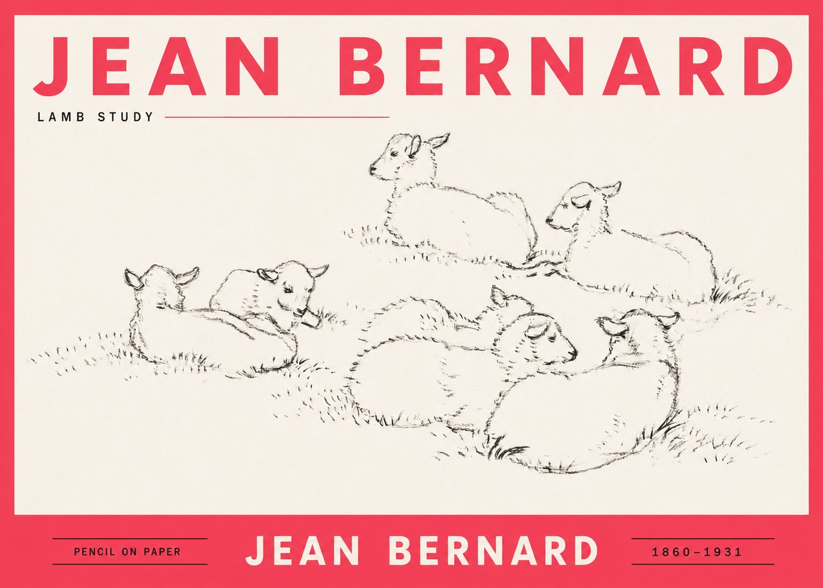 Jean Bernard Study of Lambs No6 - Plakat