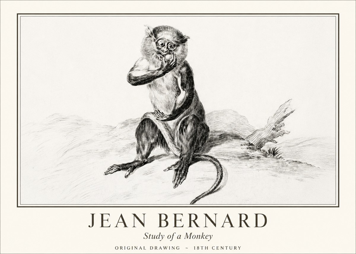 Jean Bernard Study of a Monkey No1 - Plakat