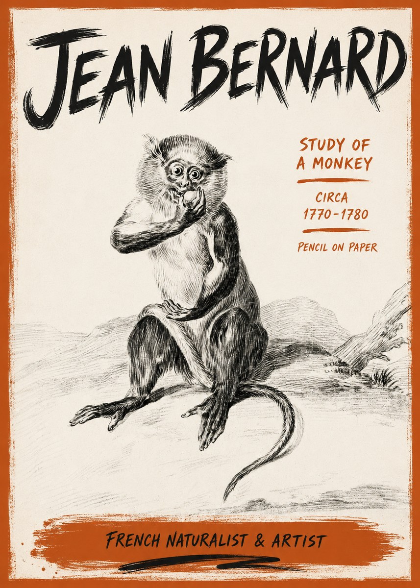 Jean Bernard Study of a Monkey No6 - Plakat