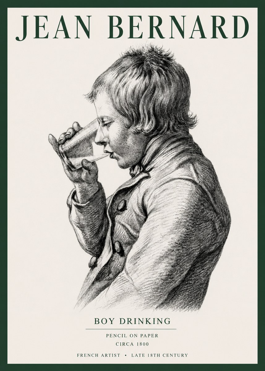 Jean Bernard Young Boy Drinking No5 - Plakat