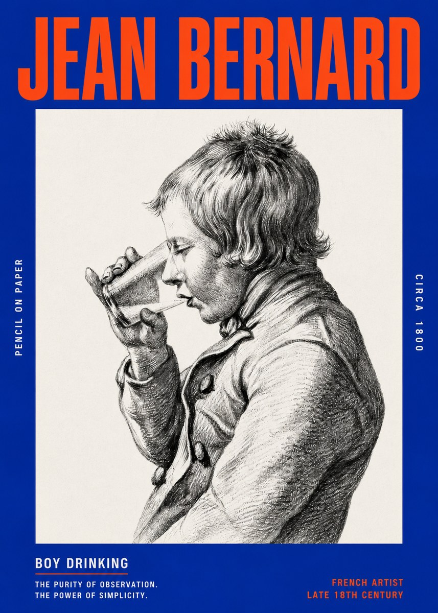 Jean Bernard Young Boy Drinking No6 - Plakat