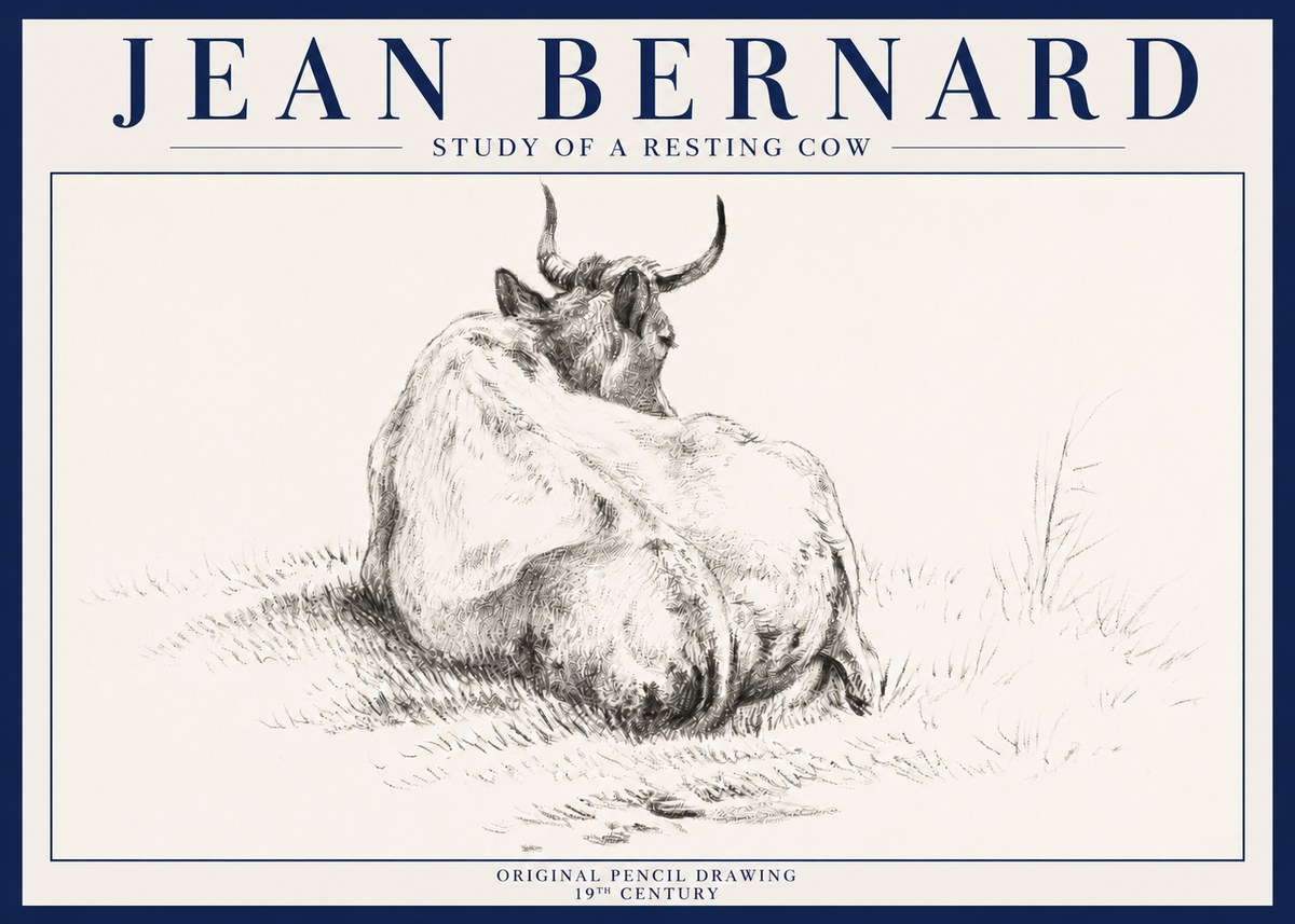 Jean Bernard Study of a Resting Cow I No3 - Plakat