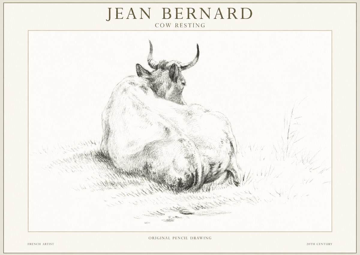 Jean Bernard Study of a Resting Cow I No5 - Plakat