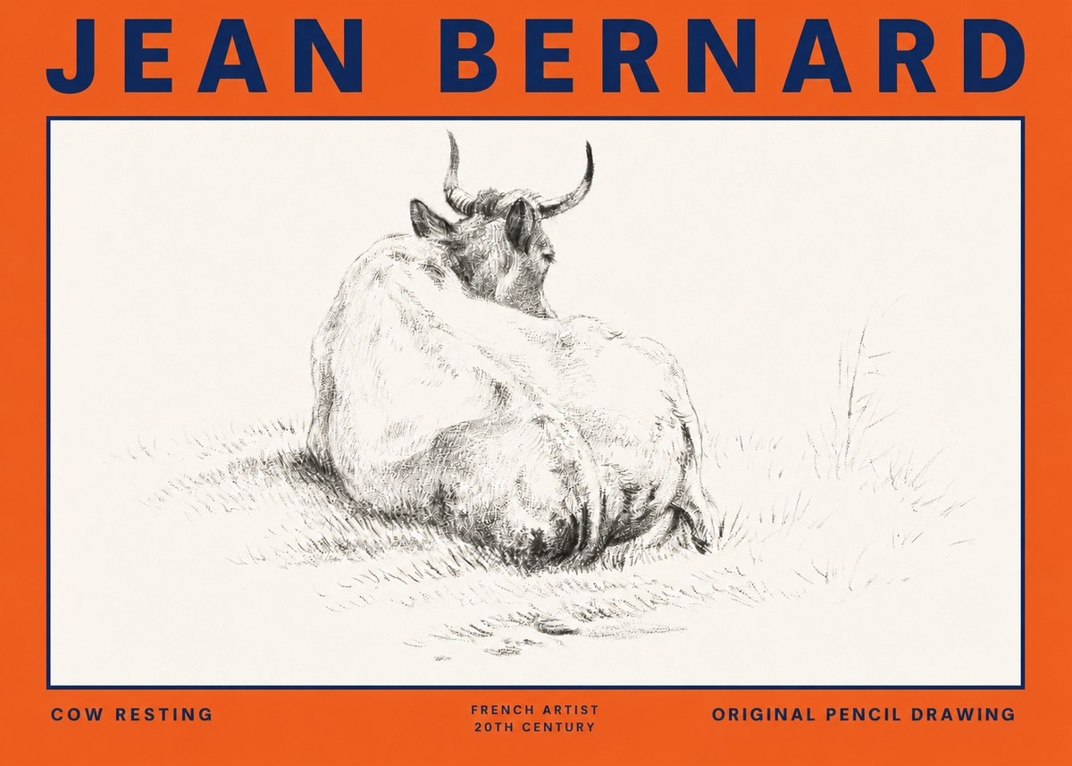 Jean Bernard Study of a Resting Cow I No6 - Plakat