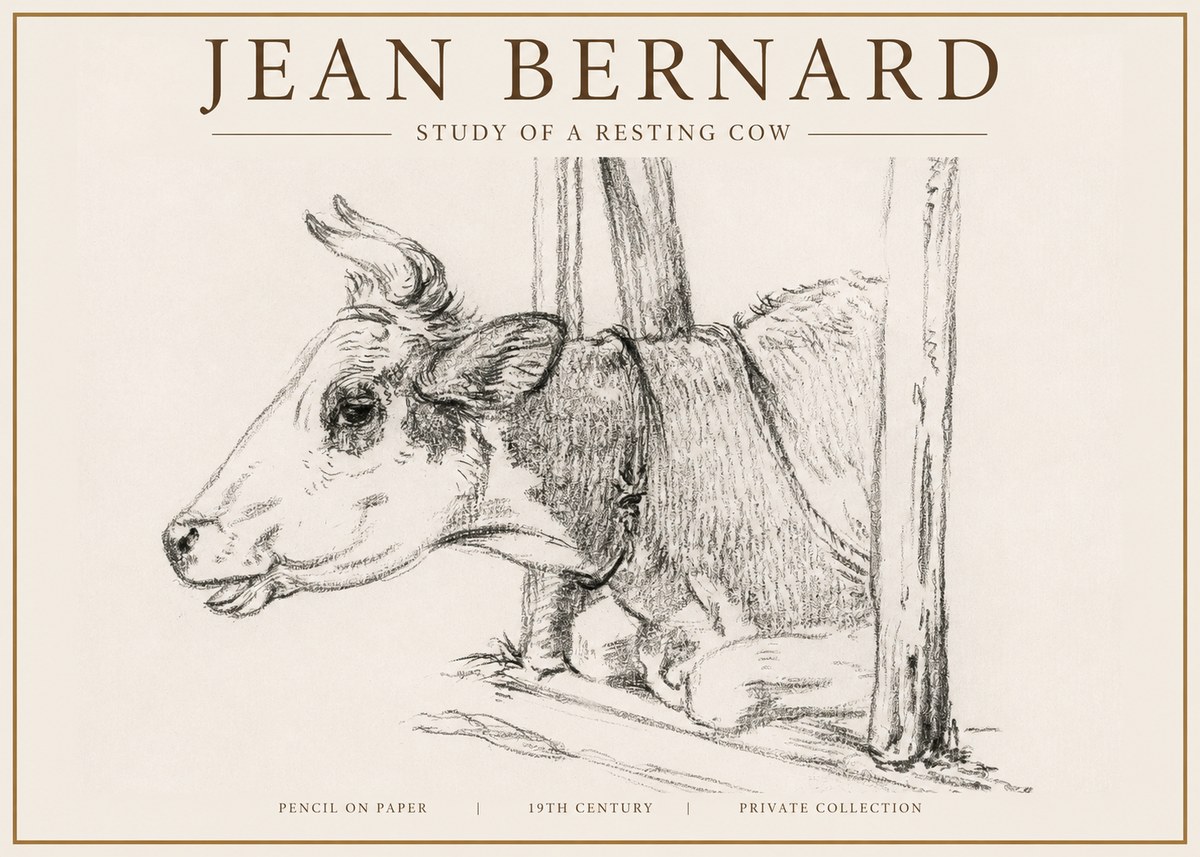 Jean Bernard Study of a Resting Cow II No4 - Plakat