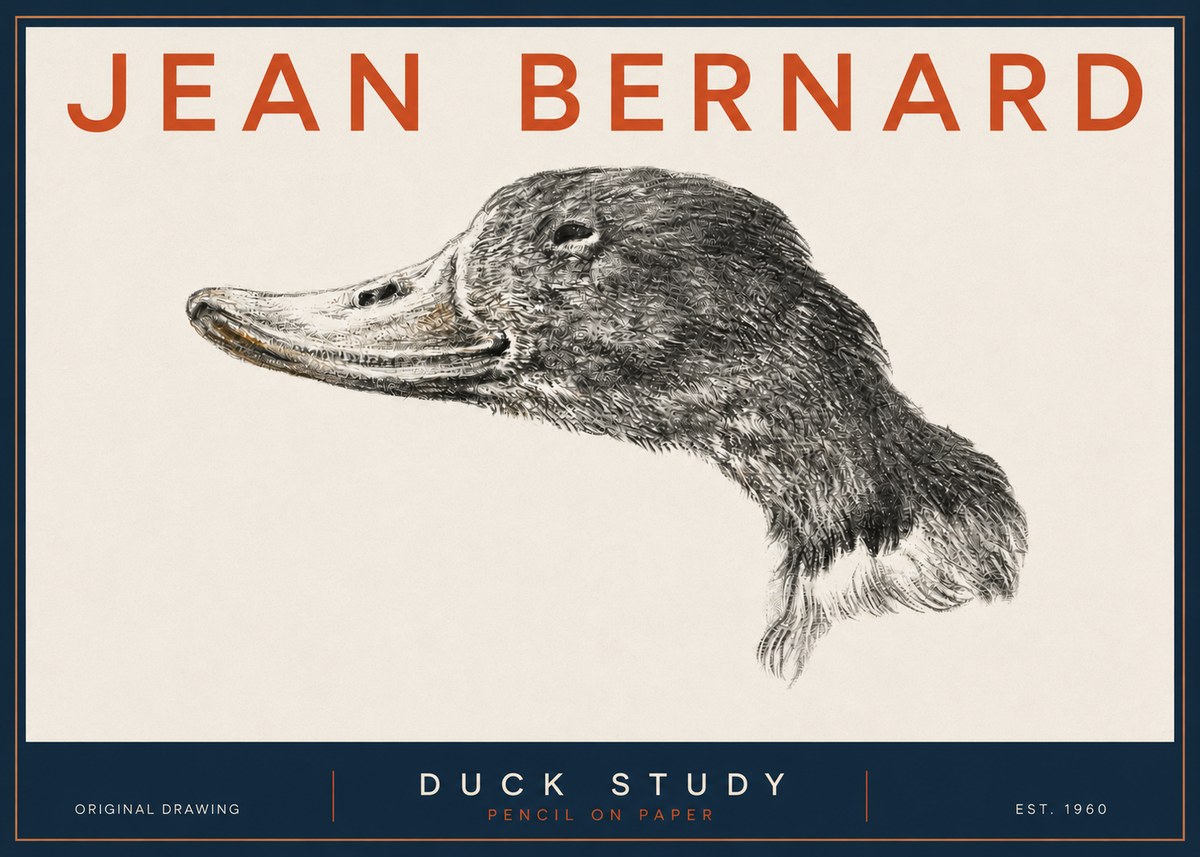 Jean Bernard Study of a Duck No5 - Plakat
