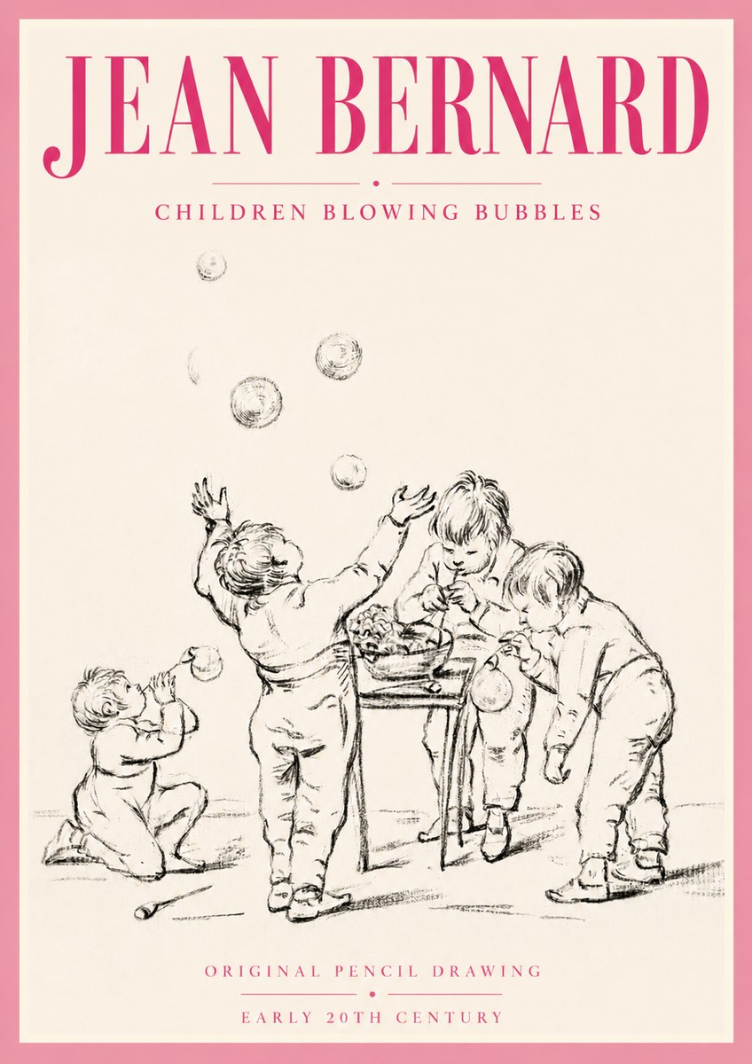 Jean Bernard Children Blowing Bubbles No5 - Plakat